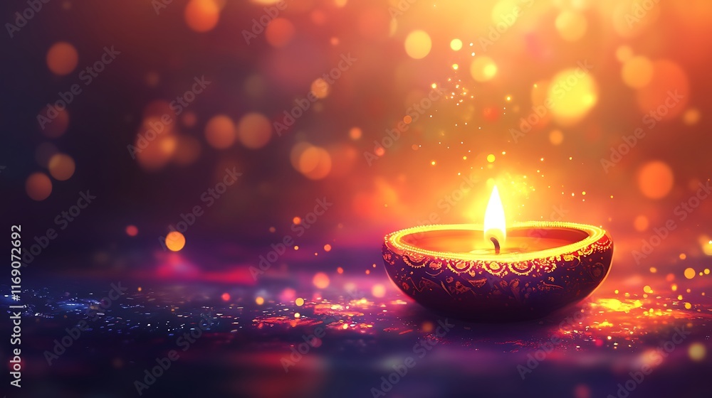 Illuminating Diwali: A Glimmering Candle's Festive Glow Illuminating Diwali: A Glimmering Candle's Festive Glow