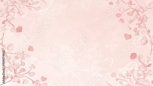 Delicate Pink Floral Hearts Background Design