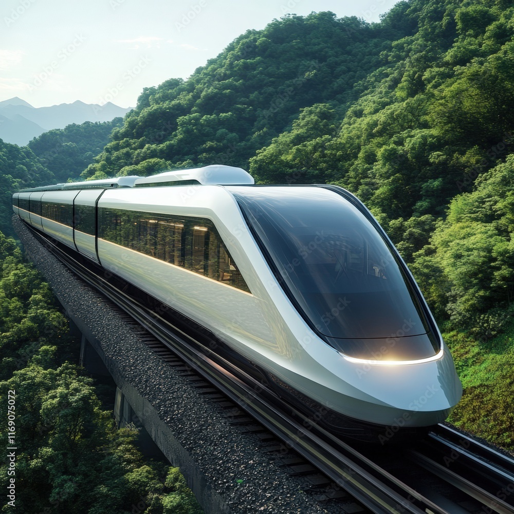 Naklejka premium a futureistic train run from the year 2024 to 2025