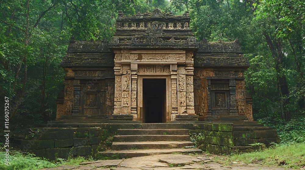 Ancient Stone Temple Hidden in Lush Green Forest Ancient Stone Temple Hidden in Lush Green Forest