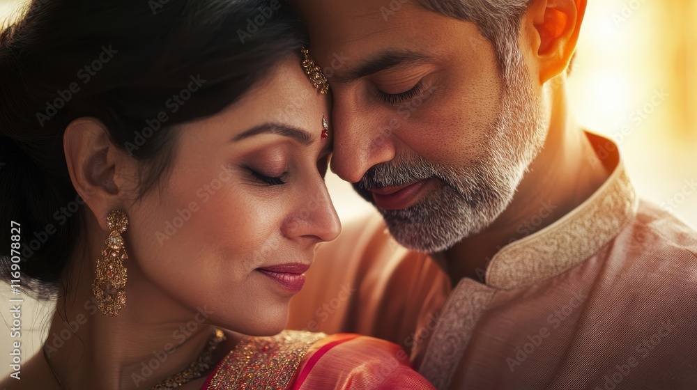 Indian couple having tender moments together indoors at home - Focus on woman face Indian couple having tender moments together indoors at home - Focus on woman face