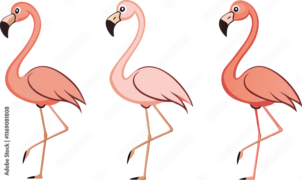 Obraz premium Pink Flamingo Vector Art - Tropical Bird Illustrations for Wildlife and Nature Design