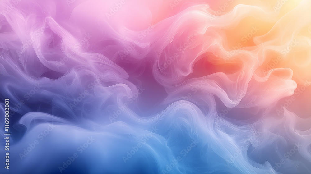 Fototapeta premium A dreamy background with swirling smoke-like patterns, blending warm orange and cool blue tones for a captivating visual effect.