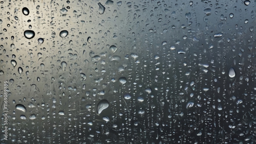 closeup view capturing the intricate condensation of fog on a window glass surface, showcasing the delicate patterns and textures formed as moisture interacts with the cold glass, creating a misty eff