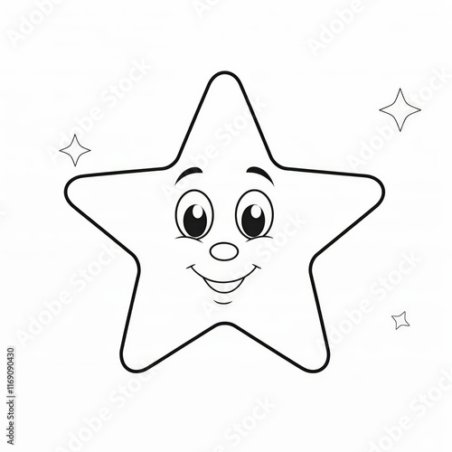 Happy Smiling Star Character with Sparkles and Cheerful Expression