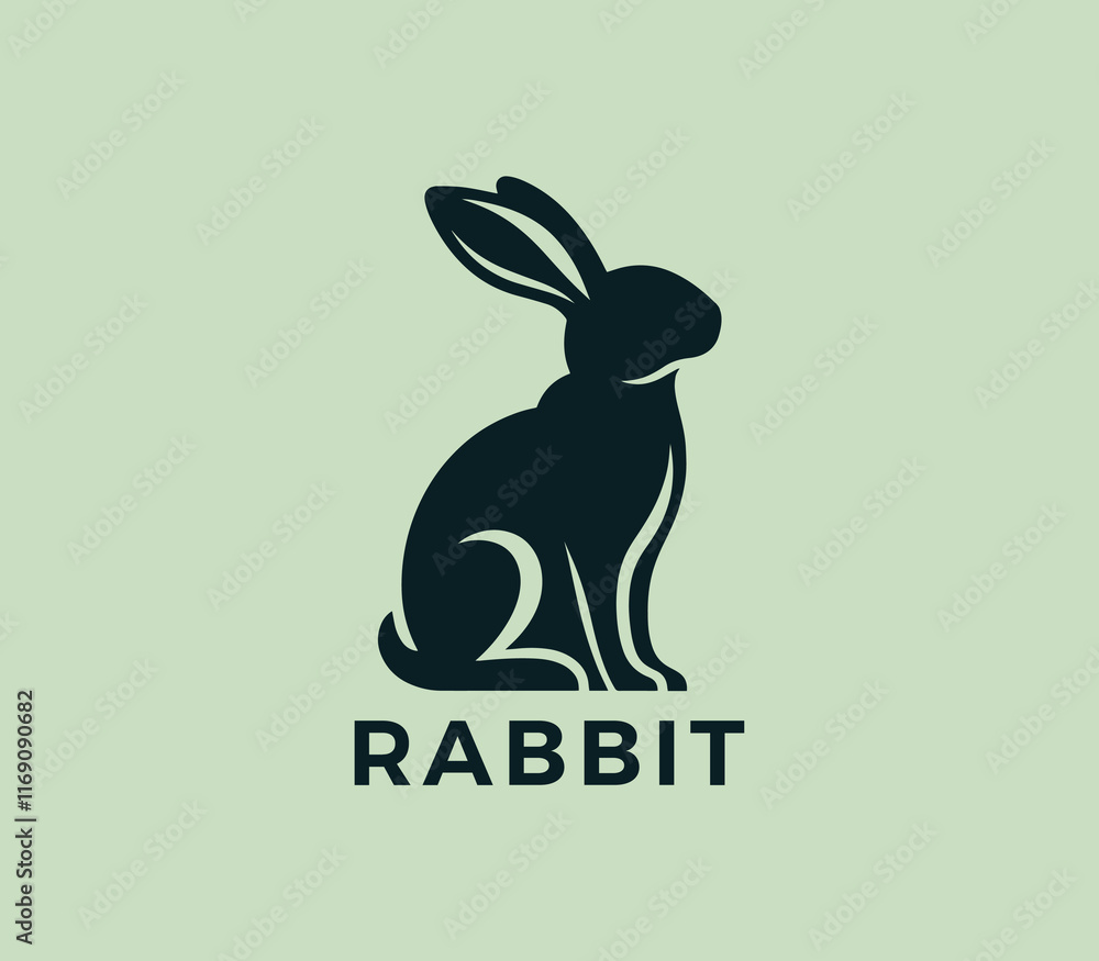 Fototapeta premium Rabbit logo design. Rabbit silhouettes logo. Easter bunnies logo. Modern rabbit logo template vector