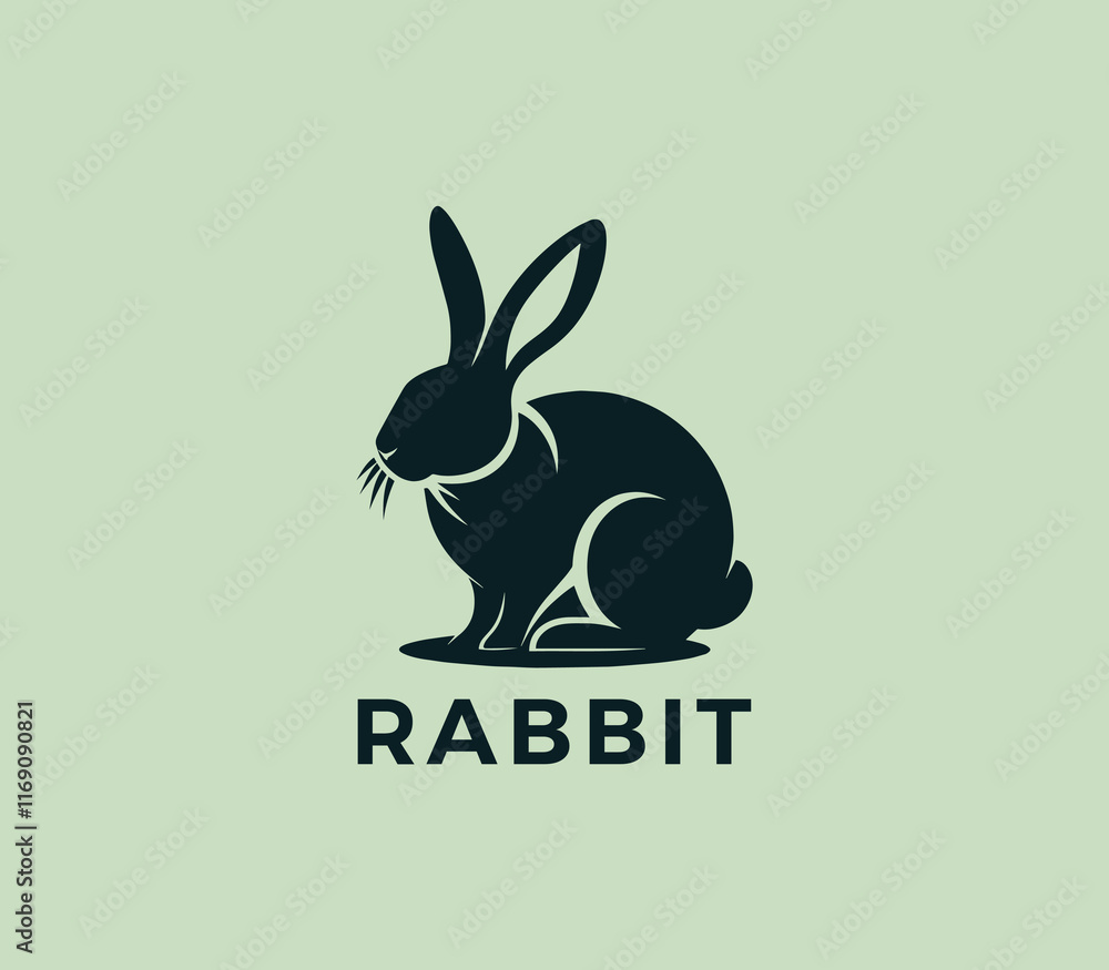 Fototapeta premium Rabbit logo design. Rabbit silhouettes logo. Easter bunnies logo. Modern rabbit logo template vector