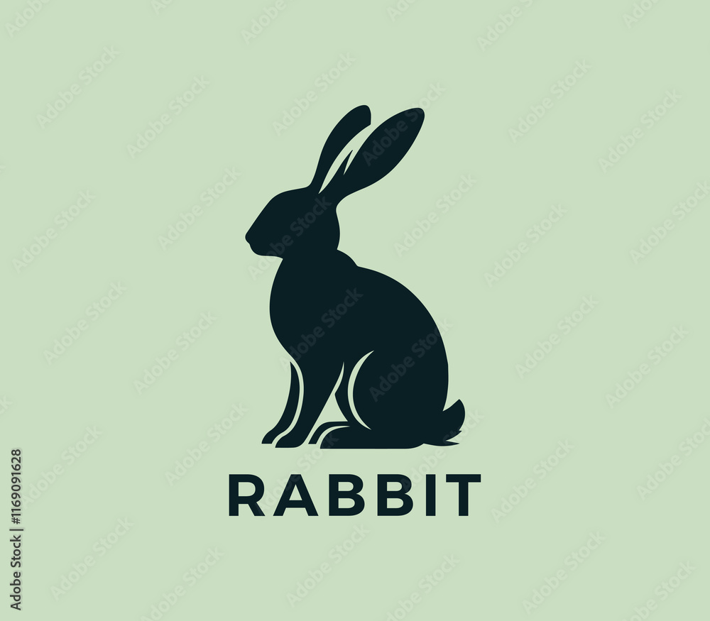 Fototapeta premium Rabbit logo design. Rabbit silhouettes logo. Easter bunnies logo. Modern rabbit logo template vector