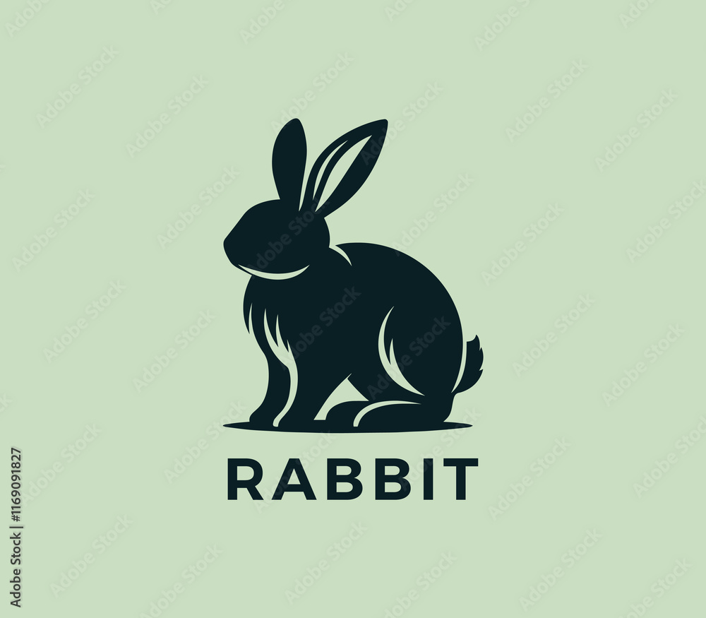 Fototapeta premium Rabbit logo design. Rabbit silhouettes logo. Easter bunnies logo. Modern rabbit logo template vector