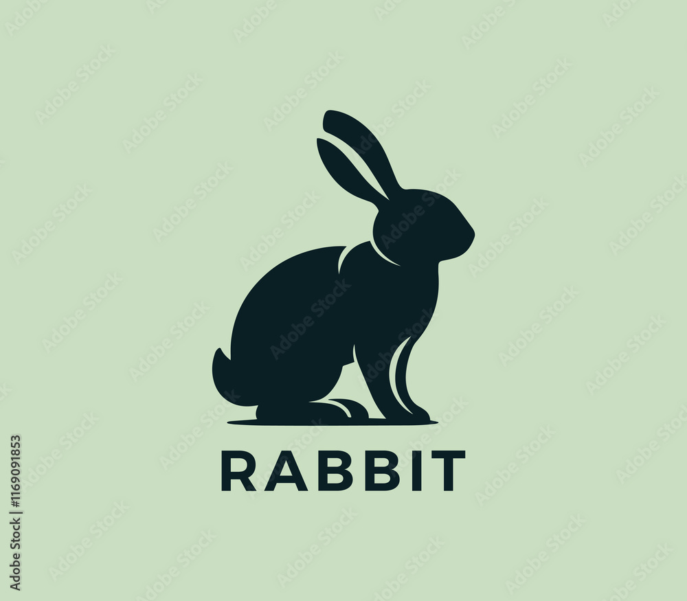 Fototapeta premium Rabbit logo design. Rabbit silhouettes logo. Easter bunnies logo. Modern rabbit logo template vector