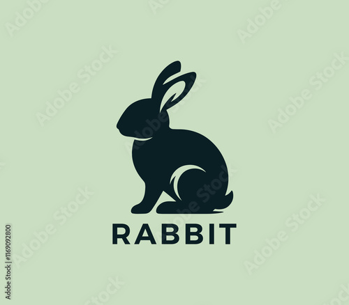 Rabbit logo design. Rabbit silhouettes logo. Easter bunnies logo. Modern rabbit logo template vector