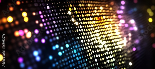 Wallpaper Mural Abstract pattern of colorful glowing dots on black background, digital art, modern design. Torontodigital.ca