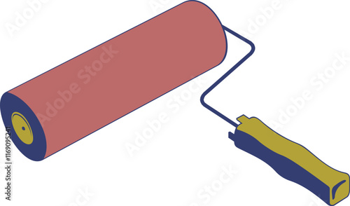 Paint roller illustration - simple hand tool for painting walls and surfaces in DIY projects