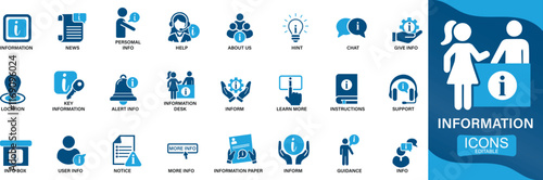 Information icon set.info, help, inform, support, news, about us, instructions and notice You can easily change the color