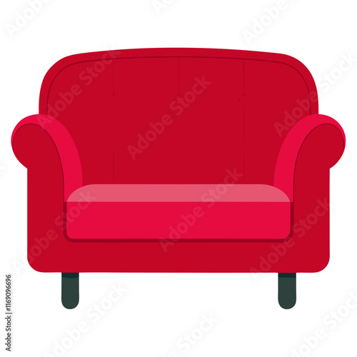 red sofa isolated on white