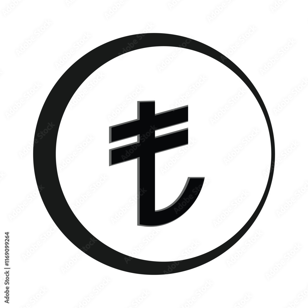 Turkish currency symbol isolated on white background with black shapes.Lira currency symbol.Black and white circle shape,currency icon.Vector illustration on white background.Money label. Turkish currency symbol isolated on white background with black shapes.Lira currency symbol.Black and white circle shape,currency icon.Vector illustration on white background.Money label.