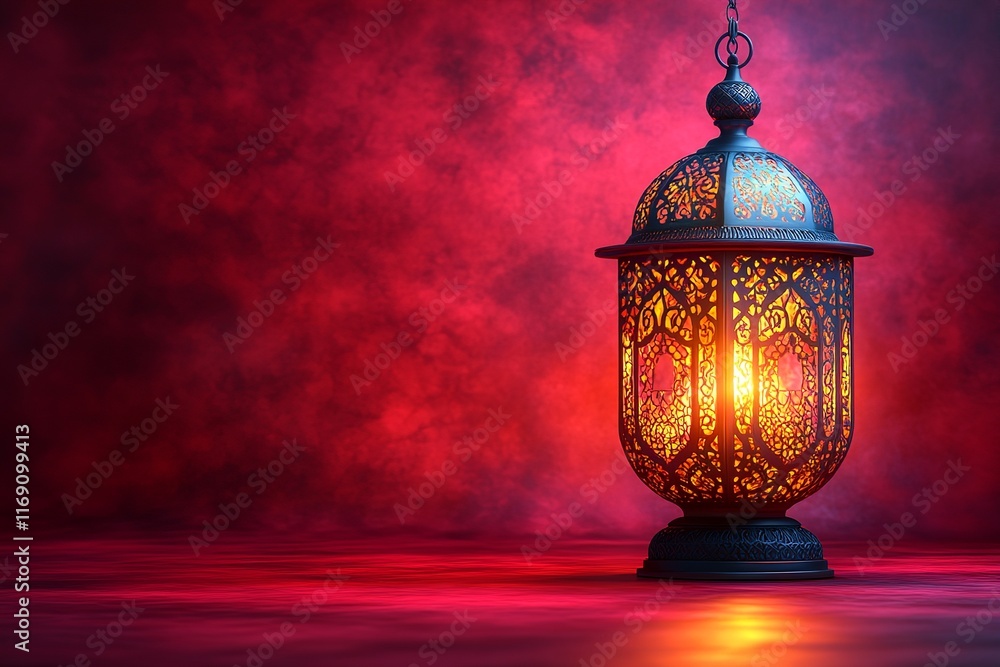 Beautiful Ramadan Lantern with Warm Glow and Decorative Ornaments Beautiful Ramadan Lantern with Warm Glow and Decorative Ornaments