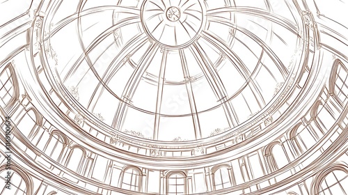 Architectural Sketch of a Grand Dome Interior