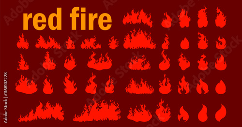 Set of fires, flame, bonfire, burning and ignition icon sign and symbol element vector illustration. Fire icons isolated.
