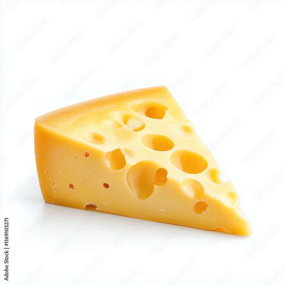 Slice of yellow cheese with holes in it. The cheese is cut in half and has a hole in the middle Slice of yellow cheese with holes in it. The cheese is cut in half and has a hole in the middle