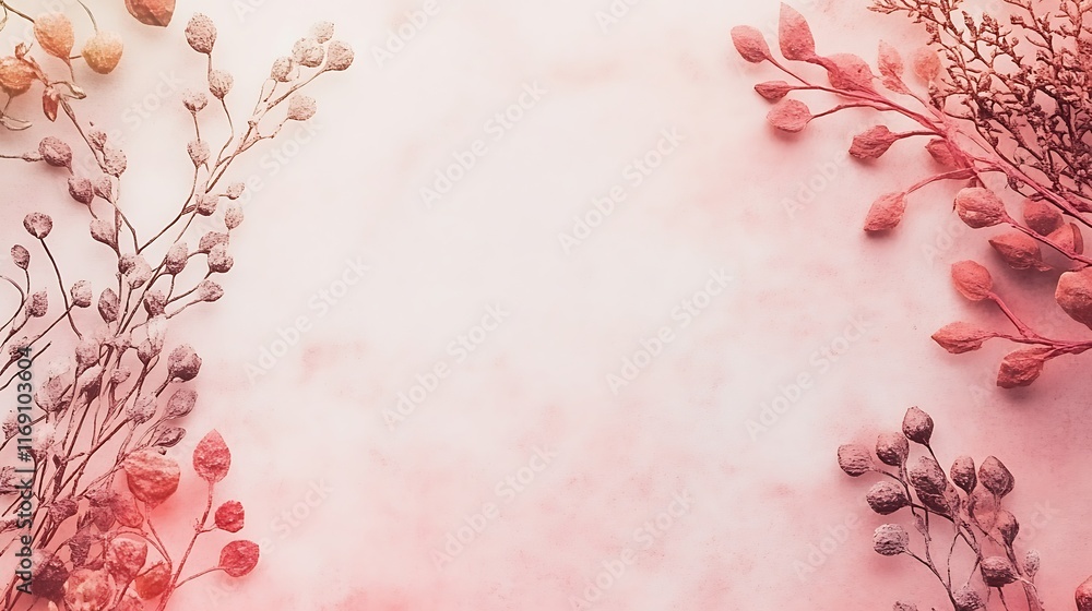 Obraz premium Delicate Pink Floral Branches Frame Background