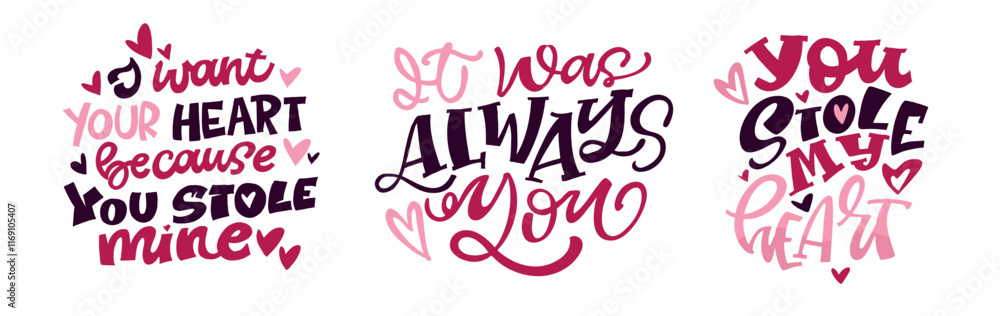 Obraz premium Trendy hand drawn doodle lettering quote about love and Valentine's day. Lettering for t-shirt design, mug print, bag print, clothes fashion. 100% hand drawn vector image.