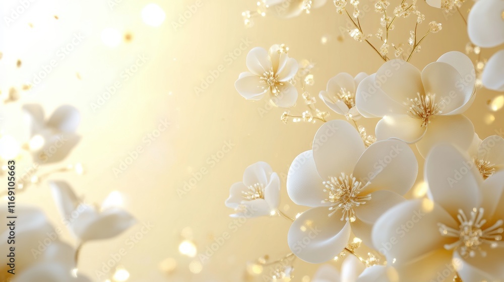 Luxurious, floral-themed digital design with soft cream flowers Luxurious, floral-themed digital design with soft cream flowers
