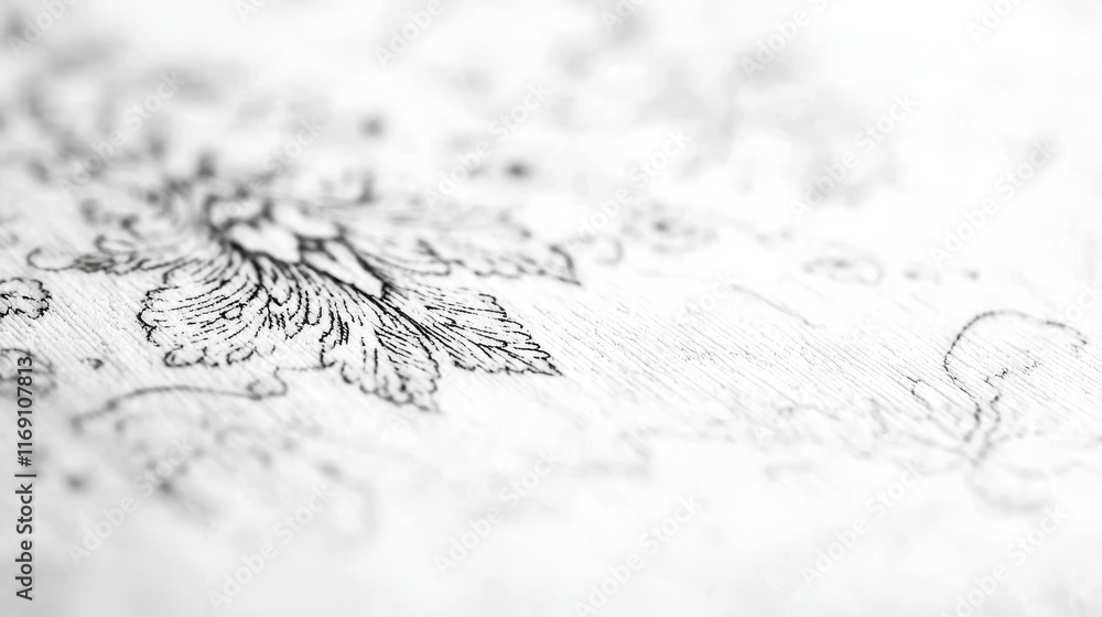 Elegant hand-drawn floral pattern on textured background focusing on intricate details and artistic design Elegant hand-drawn floral pattern on textured background focusing on intricate details and artistic design