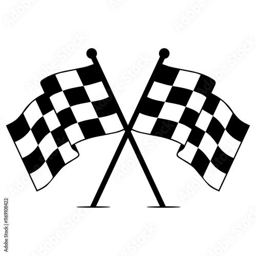 racing flag black and white set vector.