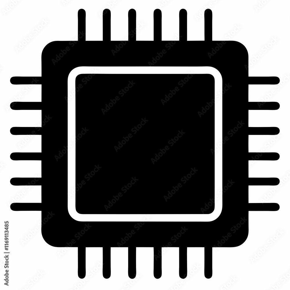 BGA Chip Silhouette Vector Art BGA Chip Silhouette Vector Art