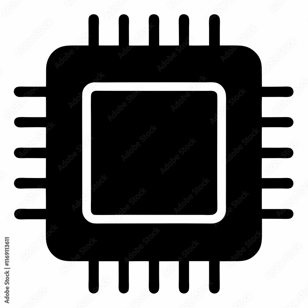 BGA Chip Silhouette Vector Art BGA Chip Silhouette Vector Art