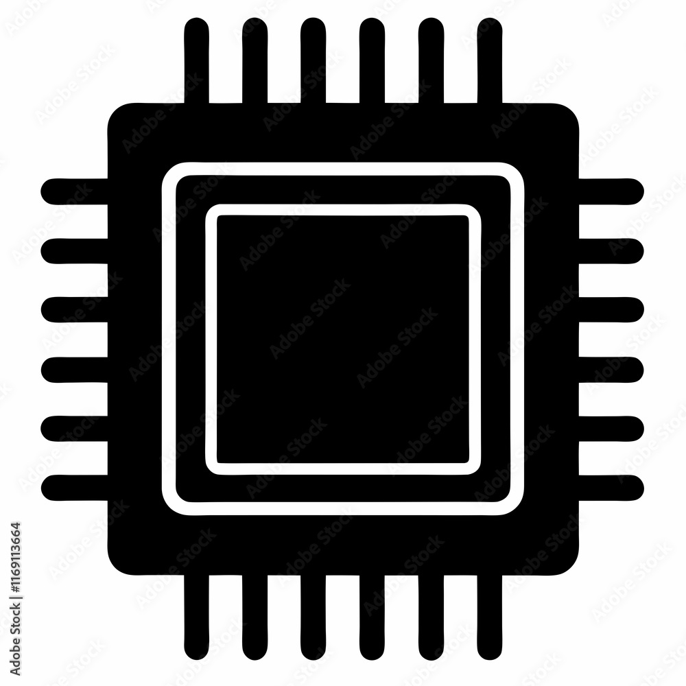 BGA Chip Silhouette Vector Art BGA Chip Silhouette Vector Art