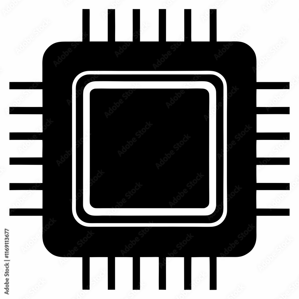 BGA Chip Silhouette Vector Art BGA Chip Silhouette Vector Art
