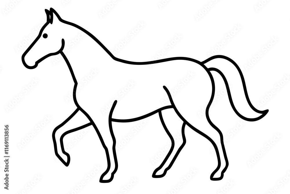 Horse Line Art Illustration - Minimalist Design on White Background Horse Line Art Illustration - Minimalist Design on White Background