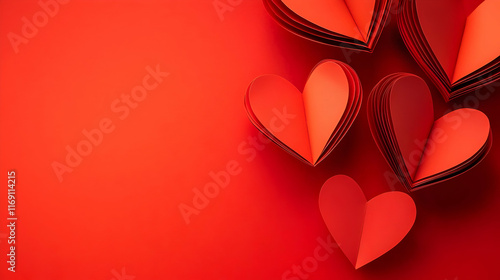 red hearts on a red background valentines day concept for valentine  photo