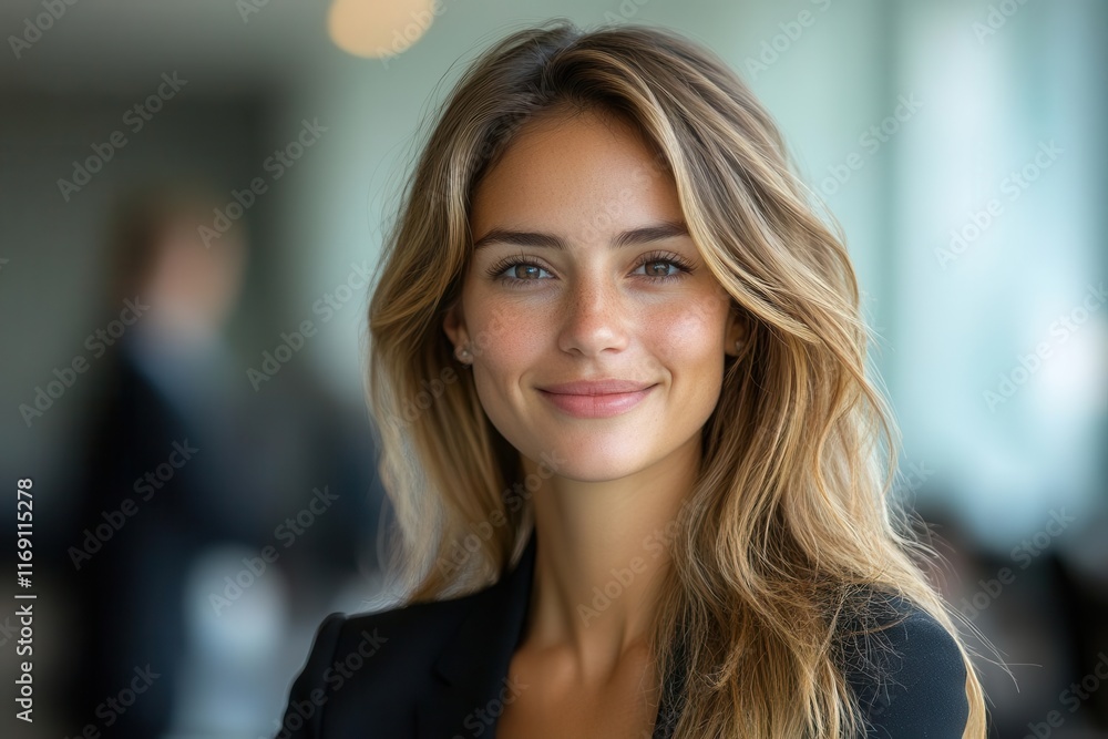 Fototapeta premium professional businesswoman portrait in a modern office exuding confidence and determination captured in a polished environment that reflects her strong presence and ambition