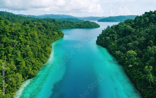 exotic destinations concept. Tetepare Island, Solomon Islands Venture to this uninhabited island with pristine rainforests and thriving coral reefs photo