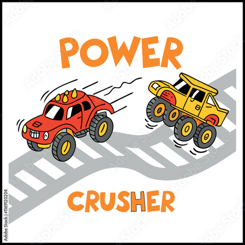 Monster Trucks Racing T-Shirt Vector Design