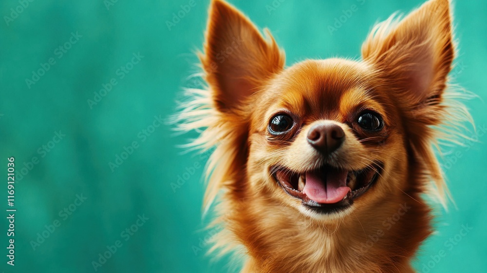 Happy Chihuahua with Bright Expression Against a Colorful Background Happy Chihuahua with Bright Expression Against a Colorful Background