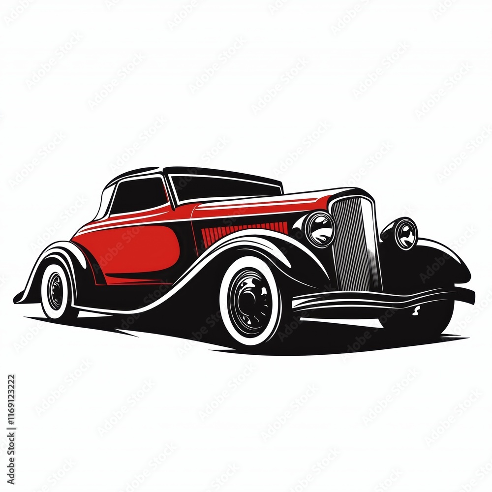 Fototapeta premium Stylish black car with red accents and dynamic background