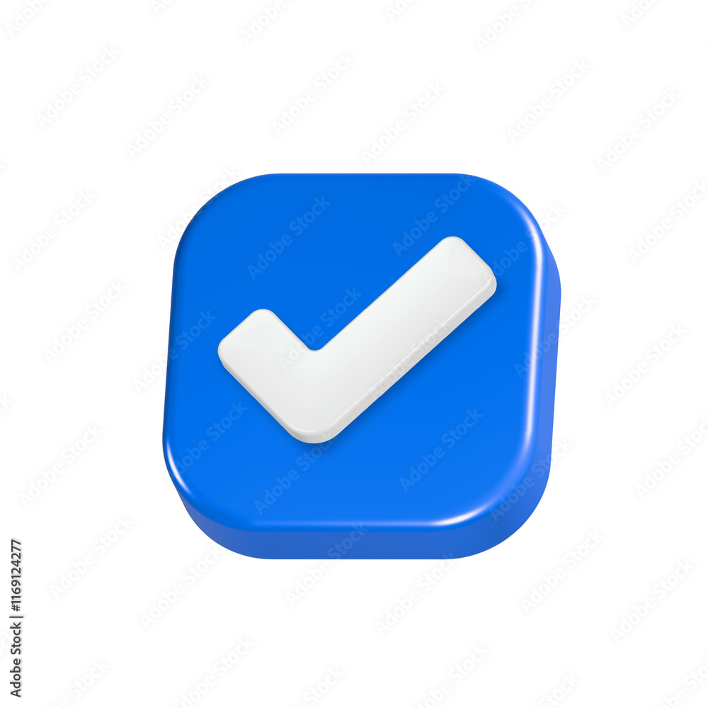 check validation icon 3d blue color check validation icon 3d blue color
