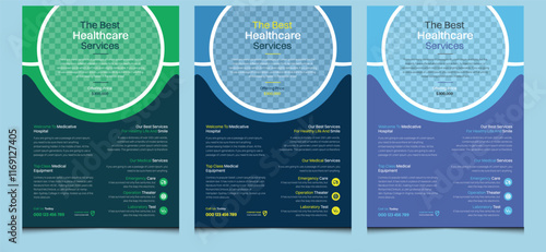Elegant editable clean creative modern corporate professional company business minimal blue green health care medical clinic dental care service flyer poster leaflet design template.