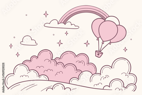 pink clouds in the sky stage fluffy cotton candy dream fantasy soft background