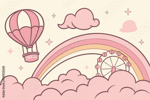 pink clouds in the sky stage fluffy cotton candy dream fantasy soft background