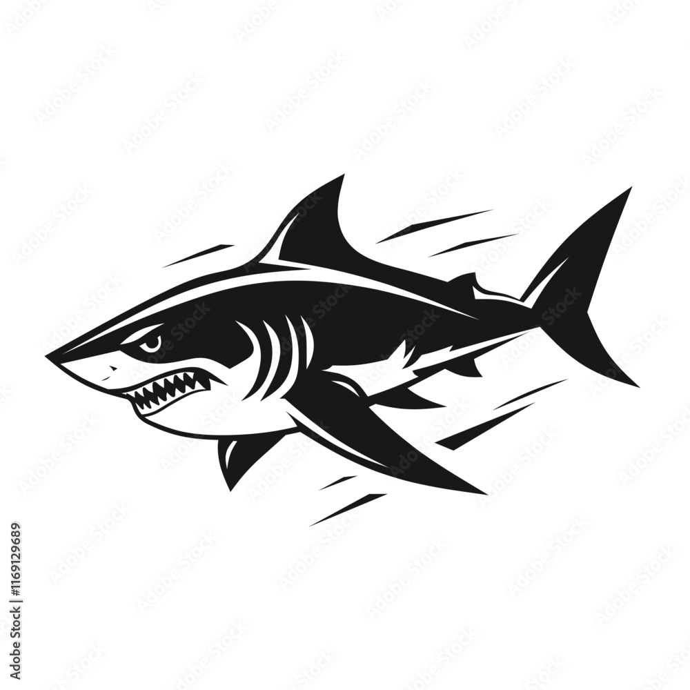 Fototapeta premium shark simple black white