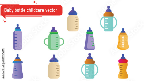 Baby bottle childcare vector photo