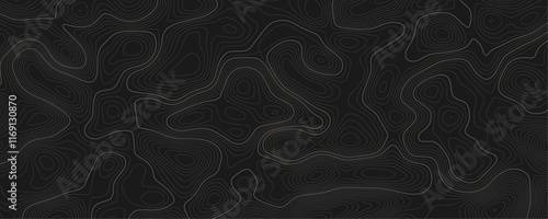 Abstract background wavy topographic line map. Contour geography map grid abstract backdrop. Seamless pattern and banner design. Modern and dynamic feel to topographic mapping vector illustration.