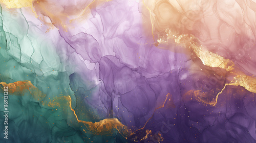 Abstract watercolor background in Mardi Gras tones