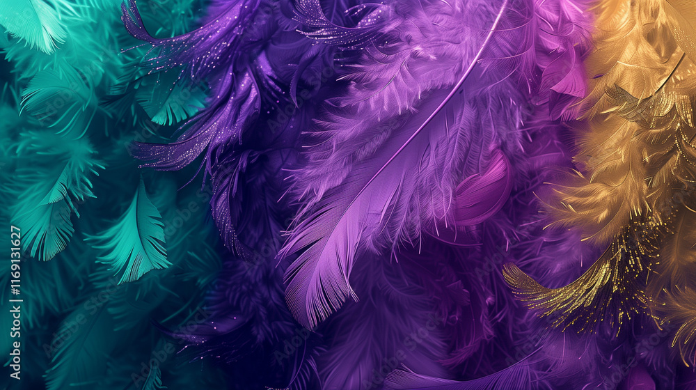 Soft feather texture in vibrant Mardi Gras colors Soft feather texture in vibrant Mardi Gras colors