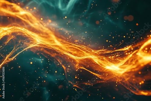 Abstract glowing particles on dark background